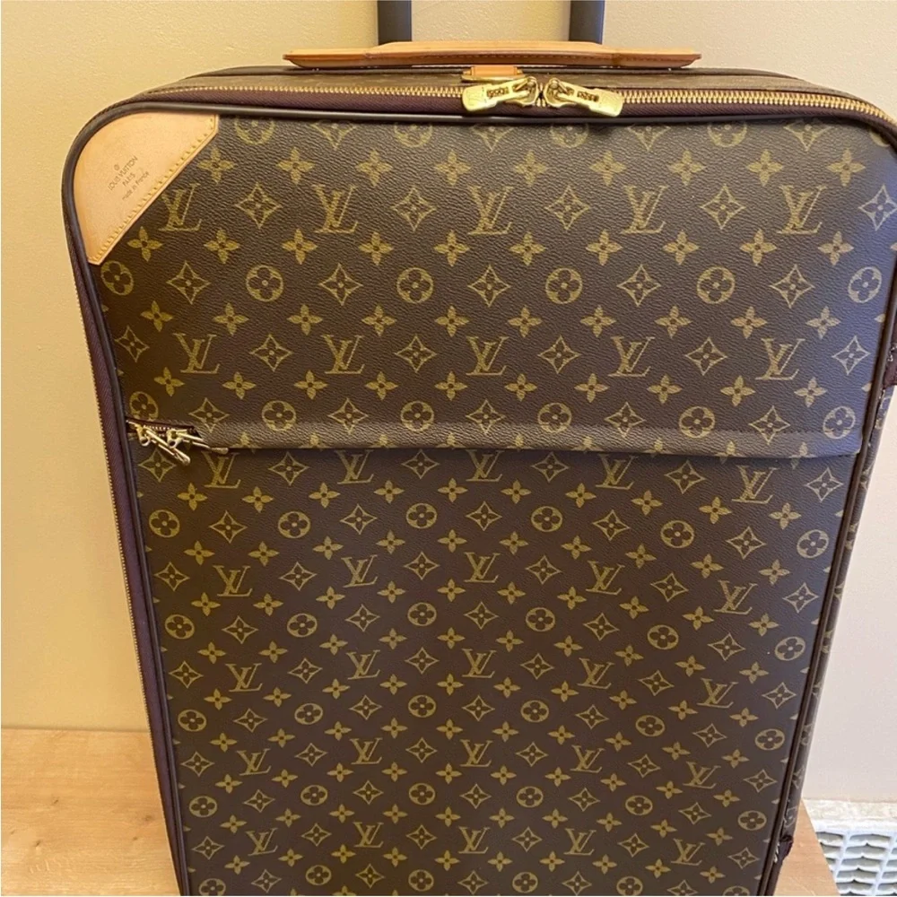 Louis Vuitton Brown Monogram Rolling Carry-On with Tan Accents
